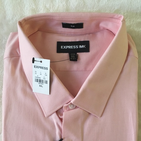 Express NWT 1MX slim dress shirt light pink XXL - Picture 3 of 8